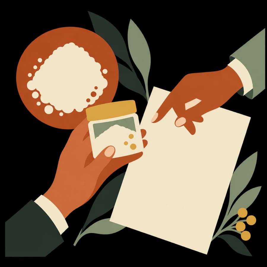 Ilustración de una mesa de desarrollo con muestras de ingredientes